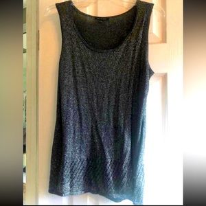 H by HALSTON Shimmery Charcoal Knit Tank
